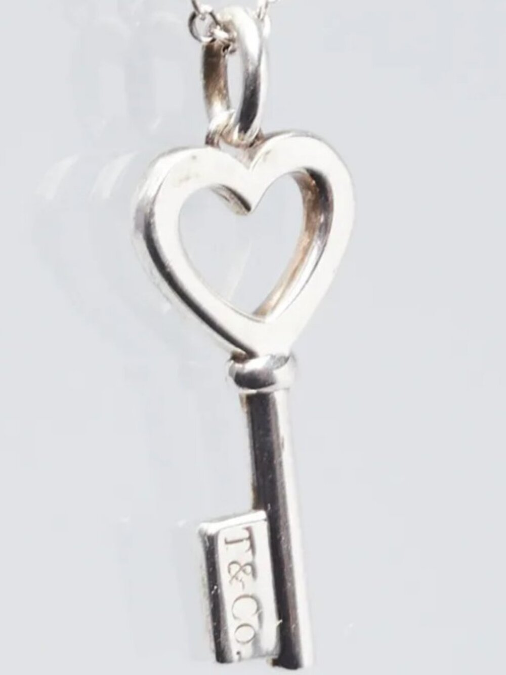 Tiffany & Co. Sterling Silver Mini Heart Key Pendant Necklace, EUC - Picture 4 of 8